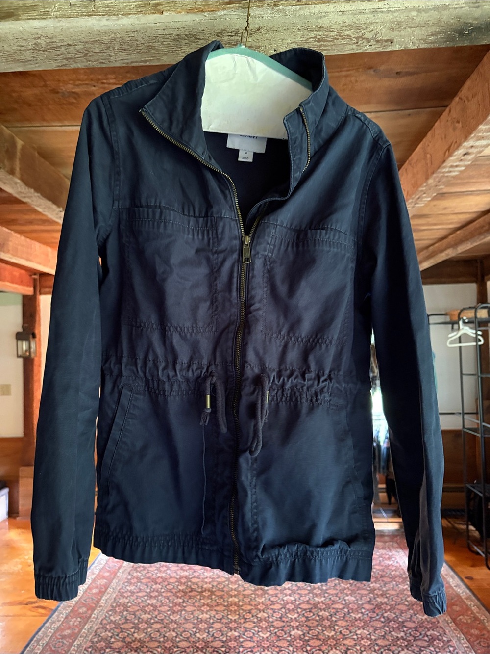 Women's Navy Utility Jacket – Casual Zip-Front Coat